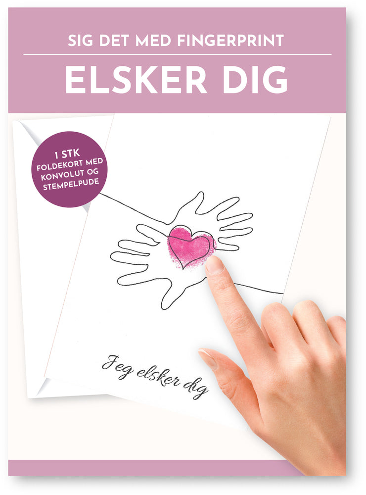 Fingerprint kort jeg elsker dig hænder m/konvolut og stempelpude