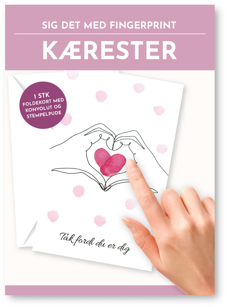Fingerprint kort kærester m/konvolut og stempelpude
