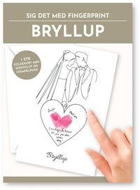 Fingerprint kort bryllup brudepar m/konvolut og stempelpude