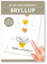 Fingerprint kort bryllup hjerter m/konvolut og stempelpude