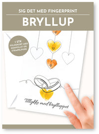 Fingerprint kort bryllup hjerter m/konvolut og stempelpude