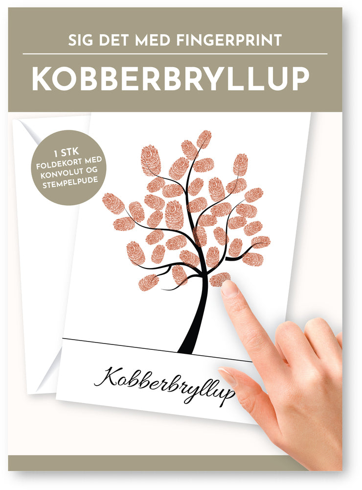 Fingerprint kort kobberbryllup m/konvolut og stempelpude