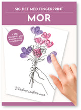 Fingerprint kort mor blomster m/konvolut og stempelpude