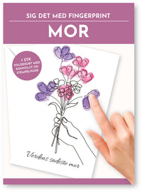 Fingerprint kort mor blomster m/konvolut og stempelpude