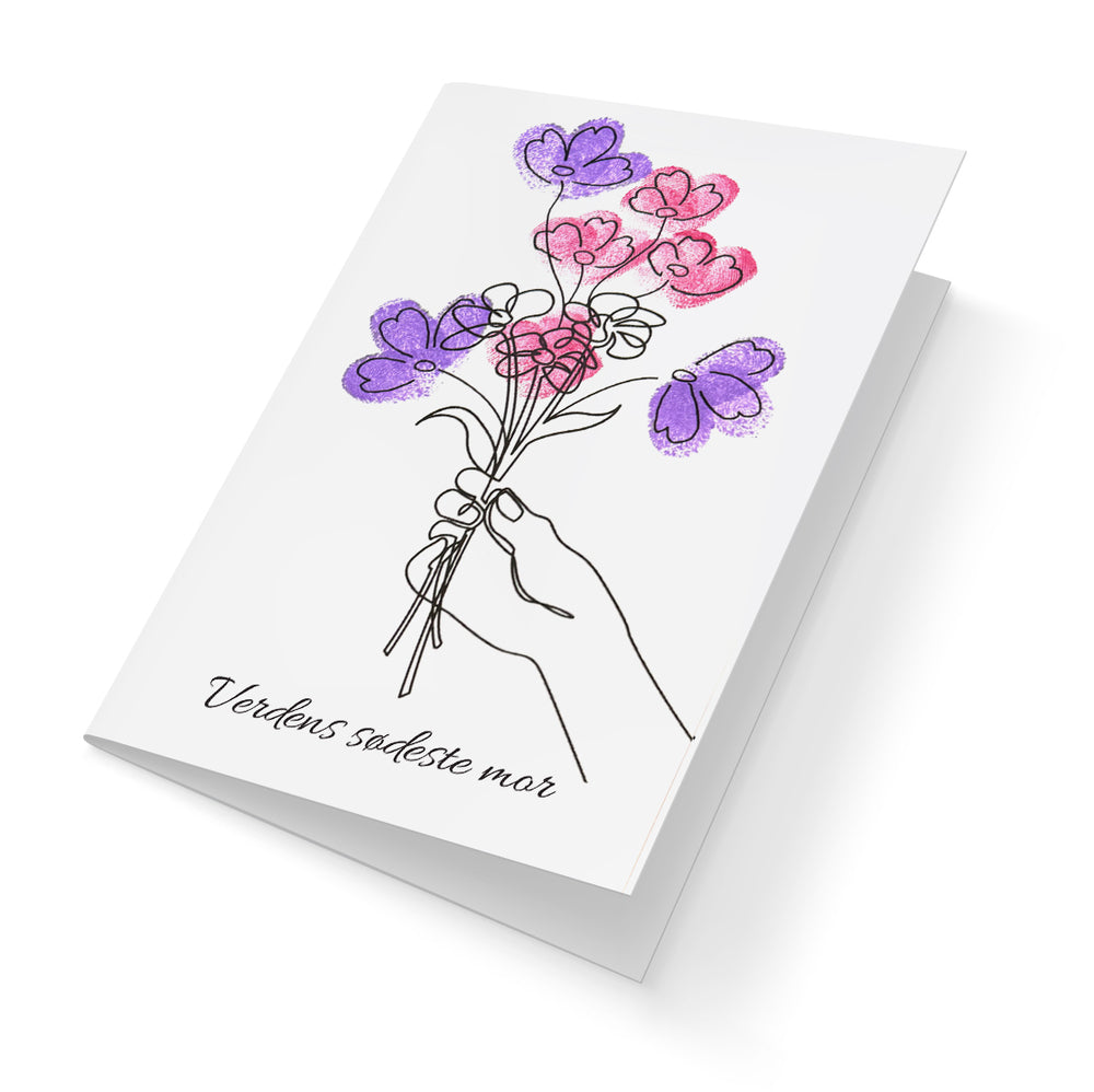 Fingerprint kort mor blomster m/konvolut og stempelpude
