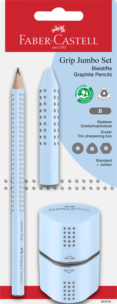 Blistersæt Faber Castell trio jumbo grip Sky blue b