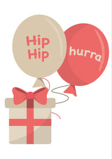 Kort 4/4 m/konvolutter tillykke med dagen/hip hip hurra