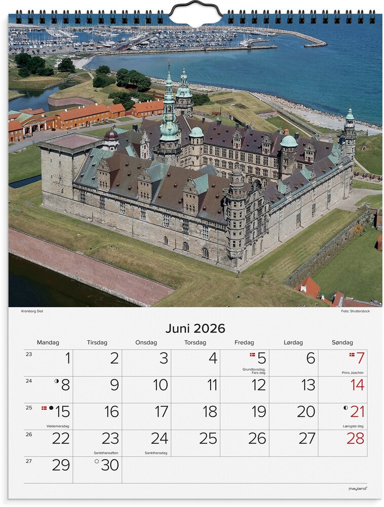 Mayland vægkalender 2026 Danske slotte 29,5 x 39 cm