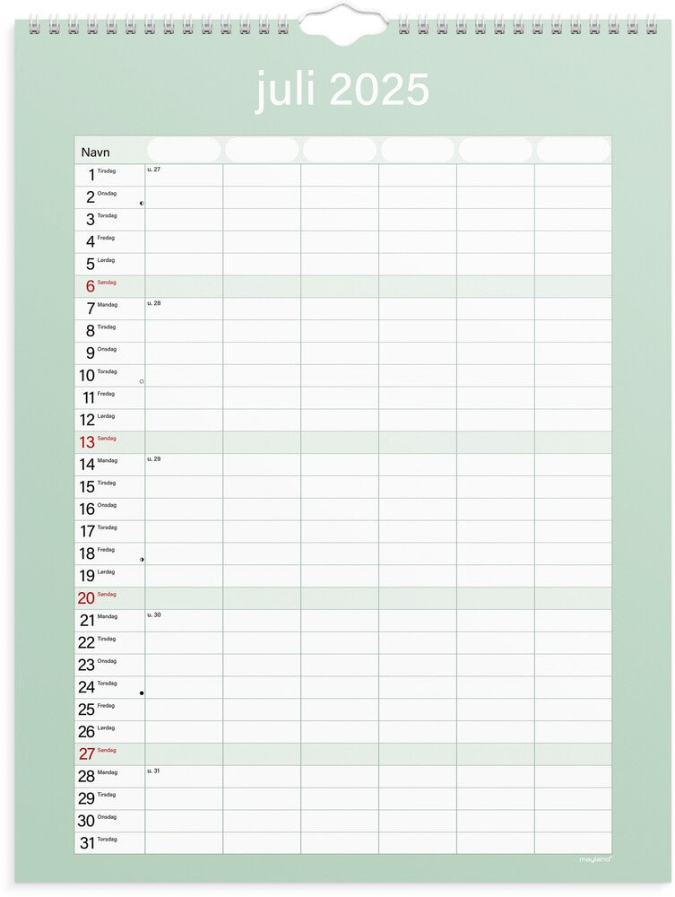 Mayland familiekalender 25/26 Simply 6 personer