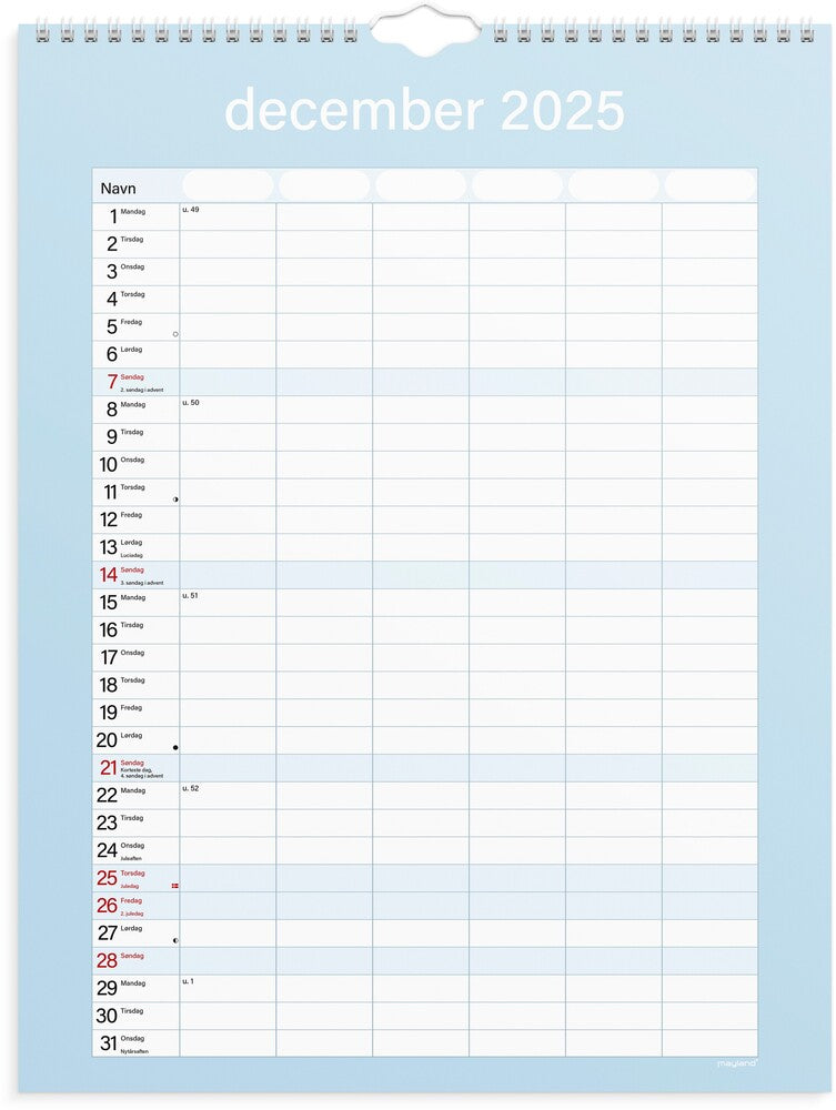 Mayland familiekalender 25/26 Simply 6 personer