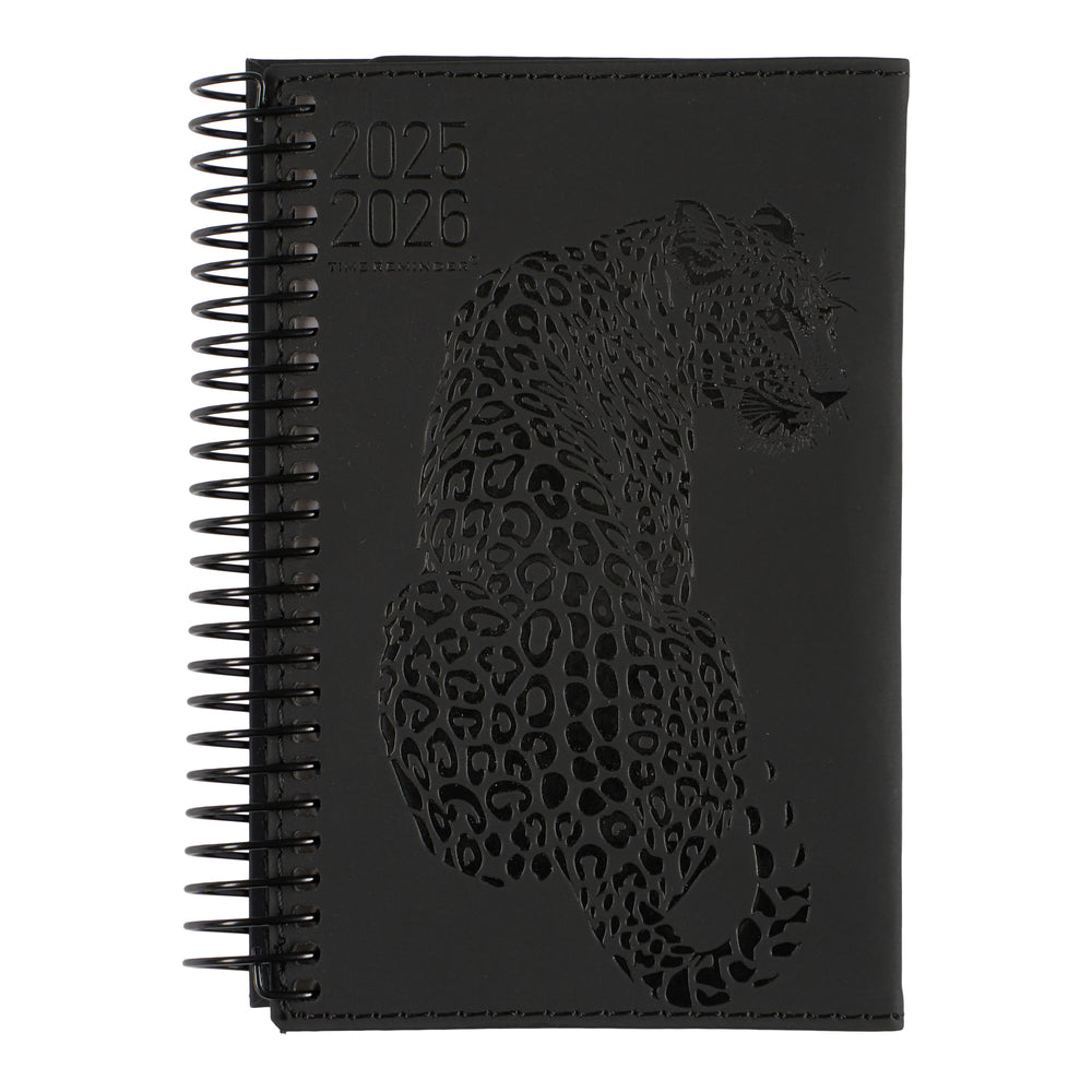 STUDIEKALENDER 2025/26 PU MINI leopard PRÆG SORT M/klap