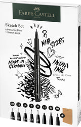 Tusser Pitt Artist Faber Castell 8 Ass + Sketchbook
