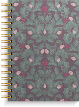 Notesbog A5 burgundy flowers KARTON 150 linjeret sider