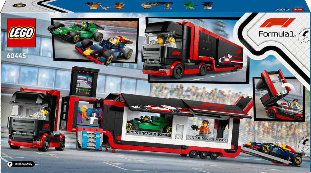 D2 60445 LEGO City F1®-lastbil med RB20 og AMR24 F1®-biler