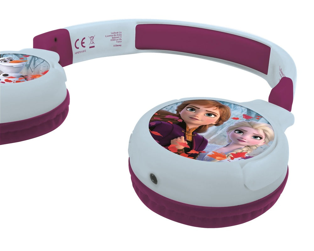 2 i 1 Bluetooth® og kablede komfort-hovedtelefoner, der kan foldes sammen, med børnesikkert lydstyrke Frosset design