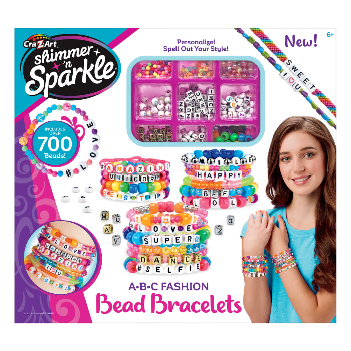 SHIMMER N SPARKLE ABC FASHION BEAD BRACELETS
