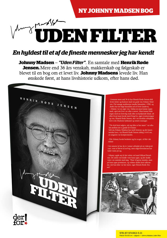 Plakat 70x100 cm - udgave 1 - Johnny Madsen, Uden filter