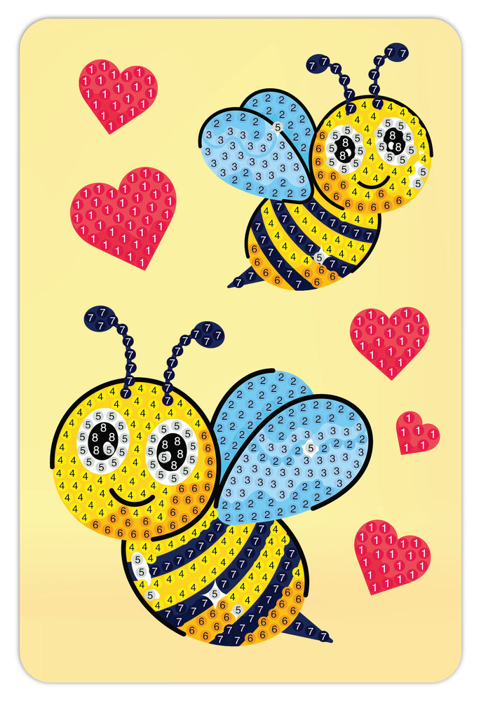 Diamond art bier med hjerter 10 x 15 cm