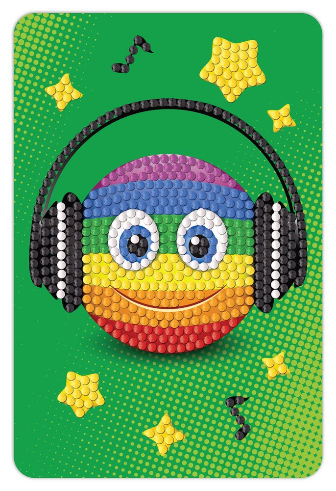Diamond art smiley/regnbue med høretelefon 10 x 15 cm