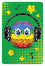 Diamond art smiley/regnbue med høretelefon 10 x 15 cm