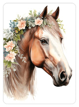 Diamond art hest brun med blomster 13 x 18 cm