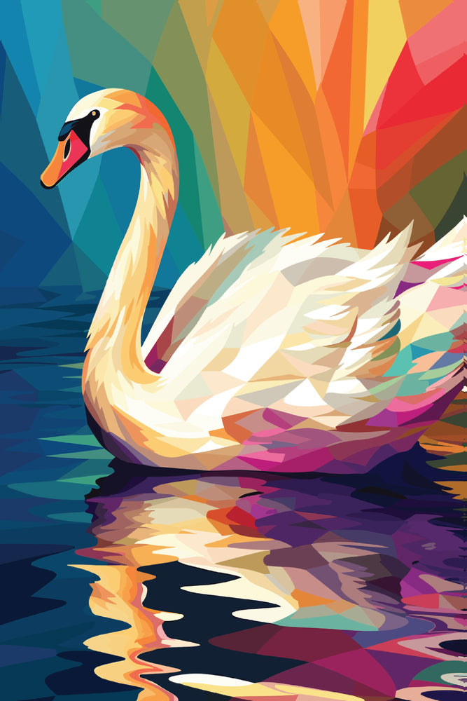 Diamond art svane farverig 20 x 30 cm