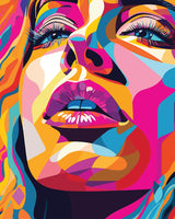 Diamond art ansigt farverig 40 x 50 cm