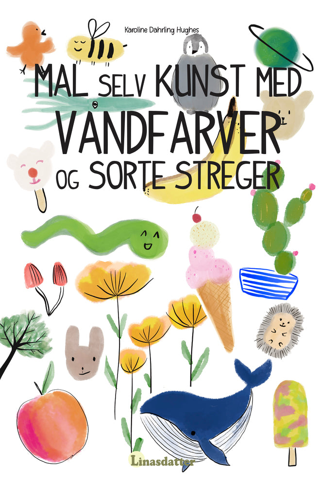 Mal selv kunst med vandfarver og sorte streger