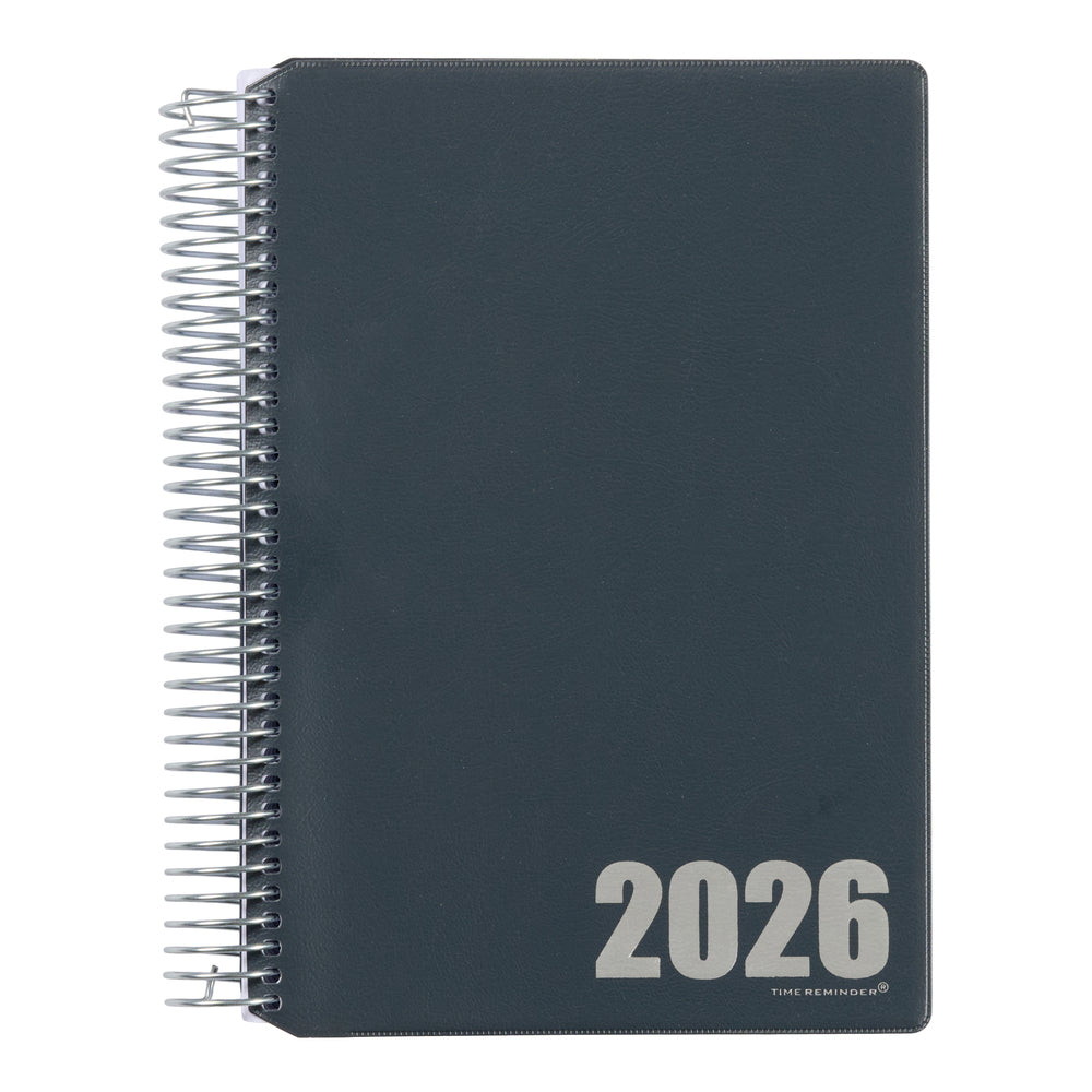 Spiralkalender 2026 Antikgrå Metal Vinyl