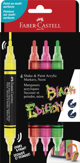 Marker Faber-Castell 4 Neon Black Edition Shake & Paint 2I1
