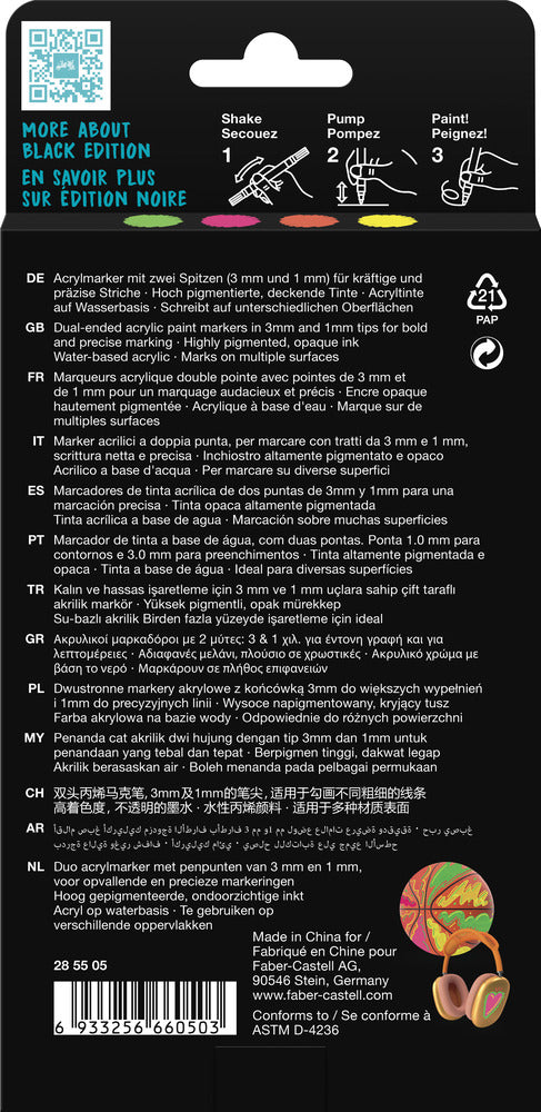 Marker Faber-Castell 4 Neon Black Edition Shake & Paint 2I1