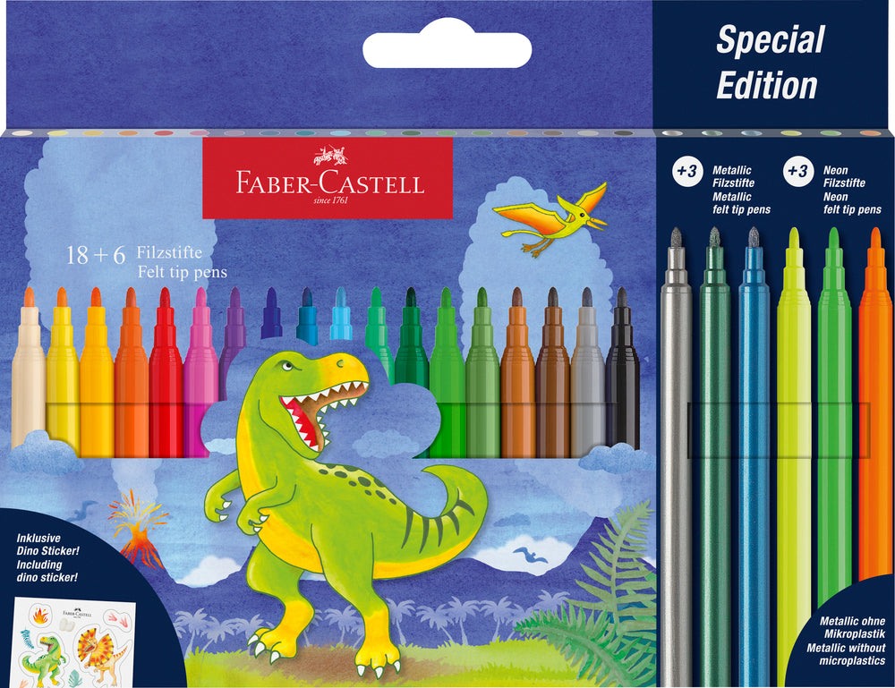 Tusser Faber-Castell Dinosaur 18+3 Metalli
