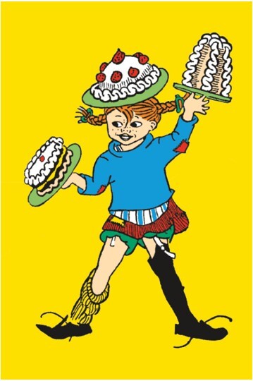Pippi Langstrømpe - Lykønskningskort med Kuvert - Gul