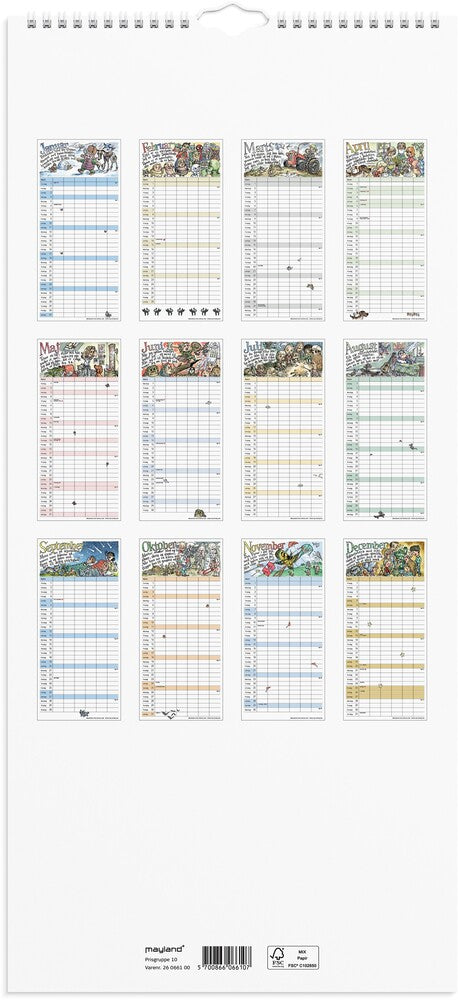 Familiekalender 2026 otto dickmeiss m/illu 6 kol