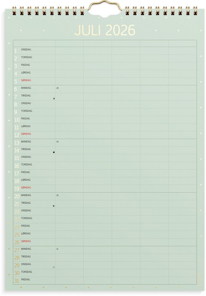 Vægkalender 2026 color 5 personer