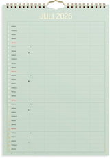 Vægkalender 2026 color 5 personer