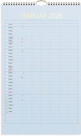 Vægkalender 2026 color 6 personer