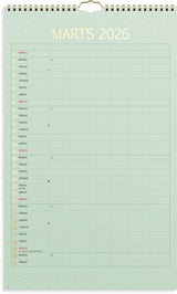 Vægkalender 2026 color 6 personer