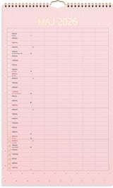 Vægkalender 2026 color 6 personer