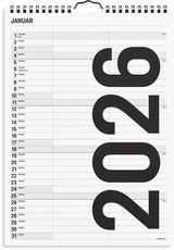 Familiekalender 2026 sort/hvid a4 2 kol