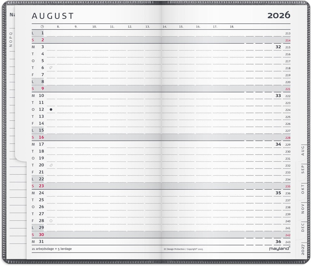 Index planner mini 202 pp mørk grå