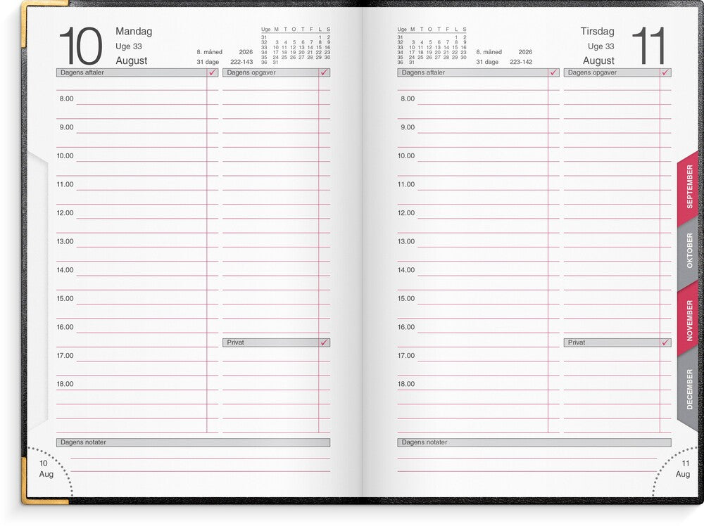 Kalender årbog 2026 dag kunstskind sort