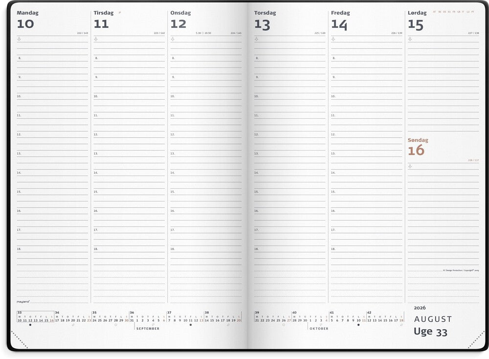 Kalender city diplomat 2026 uge vinyl sort