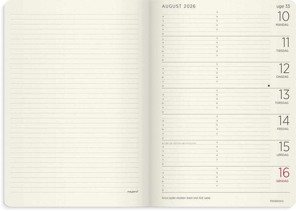 Ugekalender 2026 forma deluxe a5 brun