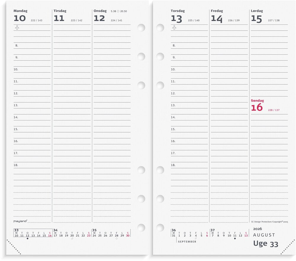 D1 Kalender system pp 2026 uge refill