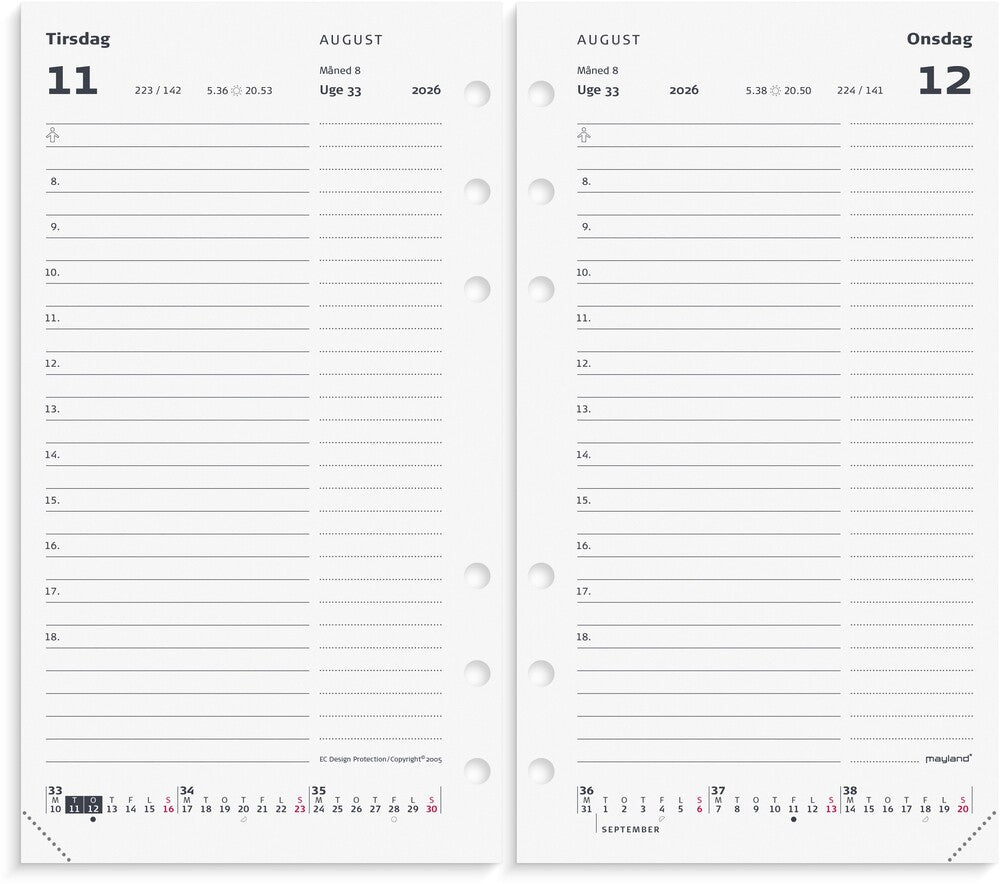 D1 Kalender system pp 2026 dag refill