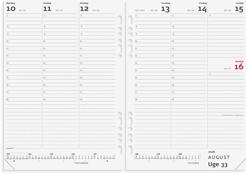 Kalender system 2026 uge a5 mappe i skind