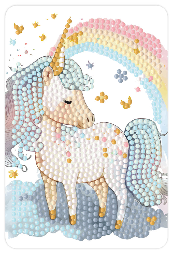 Diamond art unicorn m/regnbue 10 x 15 cm