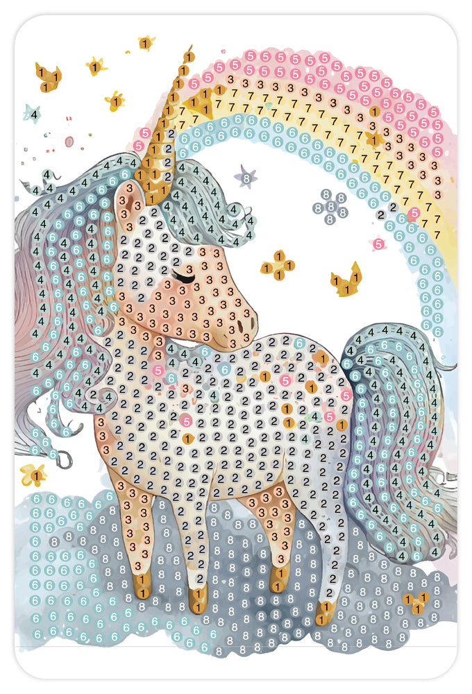 Diamond art unicorn m/regnbue 10 x 15 cm