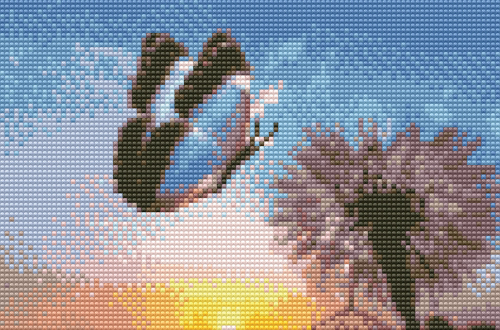 Diamond art sommerfugl MÆLKEBØTTE m/solnedgang 20 x 30 cm